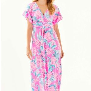 Lilly Pulitzer Vibrant Pink and Blue Maxi Dress